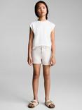 Mango Kids' Cotton Stripe Shorts, Light Beige