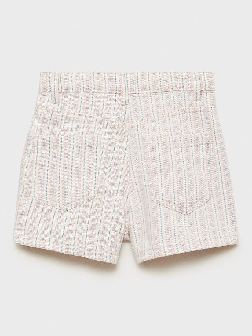 Product image 4 of 6, which shows Mango Kids' Cotton Stripe Shorts, Light Beige, 10 years