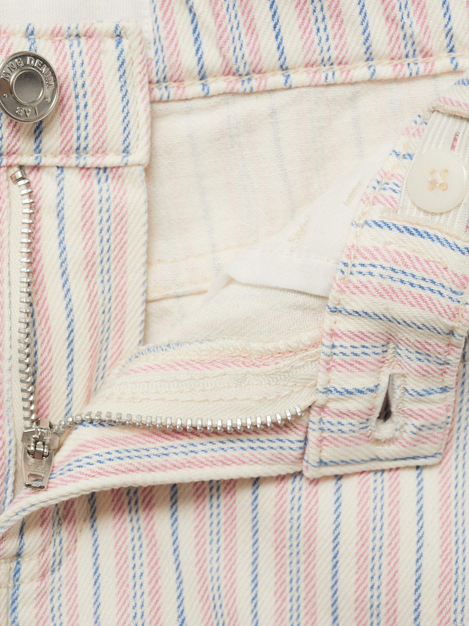 Product image 6 of 6, which shows Mango Kids' Cotton Stripe Shorts, Light Beige, 10 years