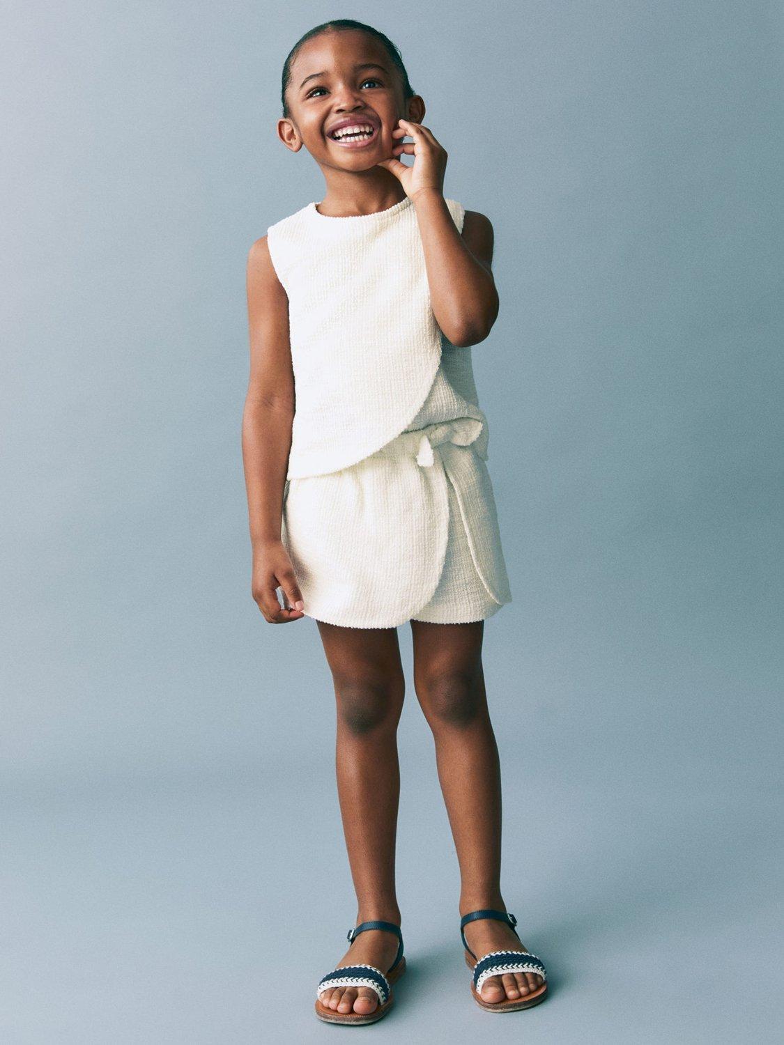 Product image 1 of 6, which shows Mango Kids' Tweed Sleeveless T-Shirt, Natural White, 12-18 months