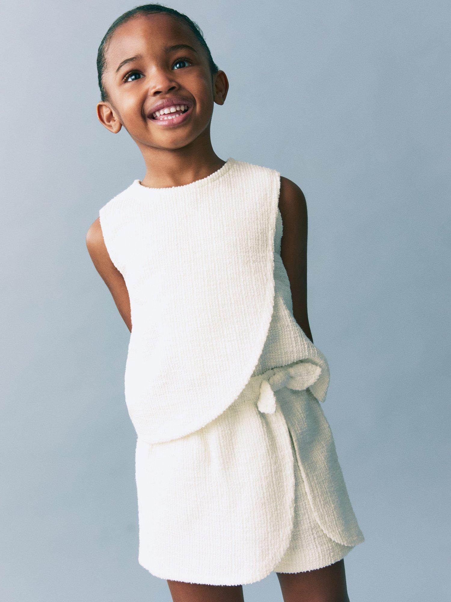 Product image 2 of 6, which shows Mango Kids' Tweed Sleeveless T-Shirt, Natural White, 12-18 months