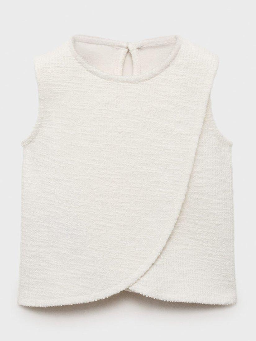Product image 3 of 6, which shows Mango Kids' Tweed Sleeveless T-Shirt, Natural White, 12-18 months
