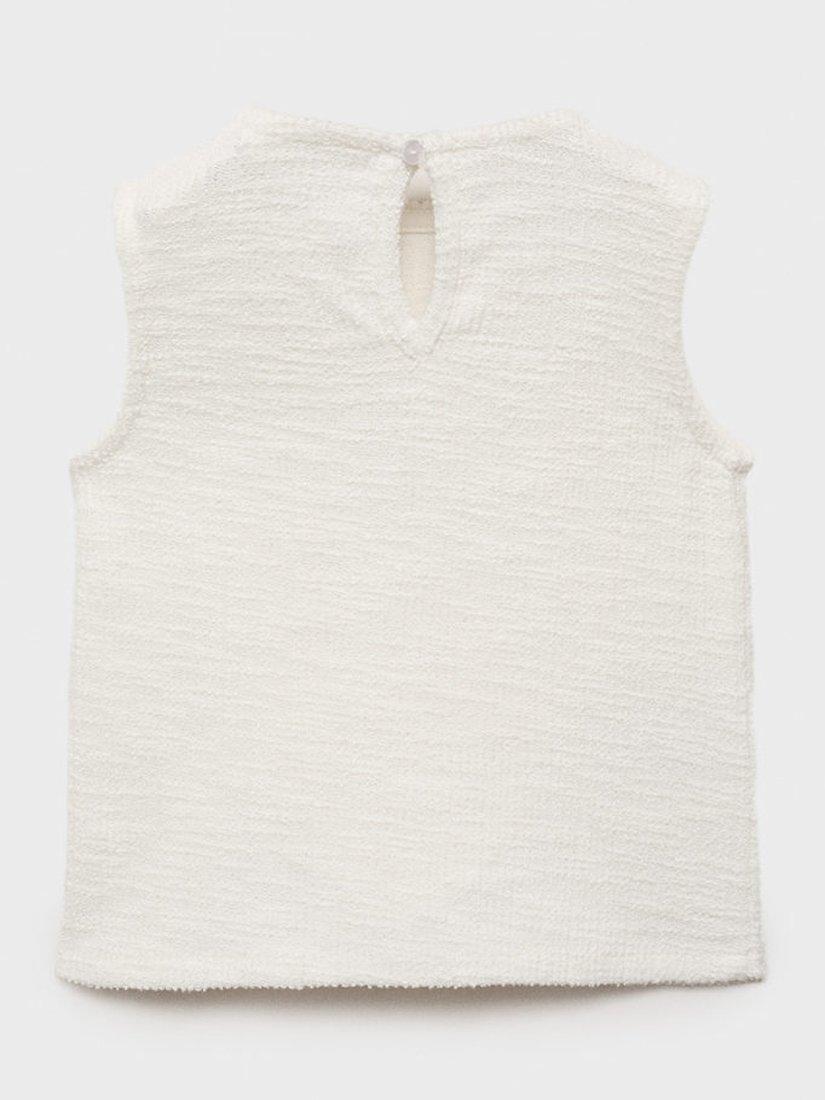 Product image 4 of 6, which shows Mango Kids' Tweed Sleeveless T-Shirt, Natural White, 12-18 months