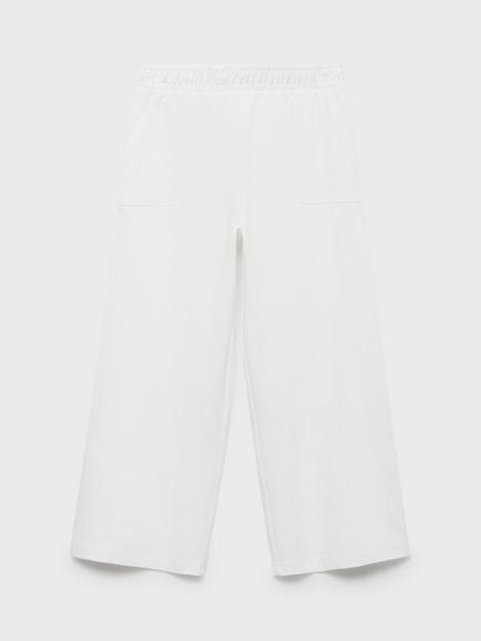 Mango Kids' Evita Cotton Trousers, Natural White
