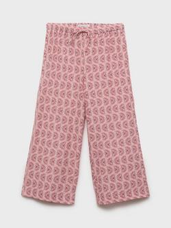 Mango Kids' Jaipur Patterned Cotton Trousers - view 2, Pink