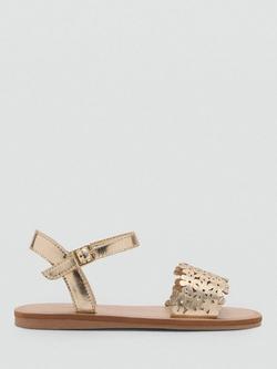 Mango Kids' Metallic Flower Sandals, Gold, Gold