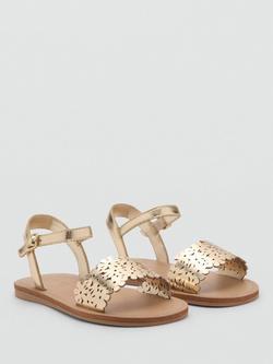 Mango Kids' Metallic Flower Sandals, Gold - view 2, Gold