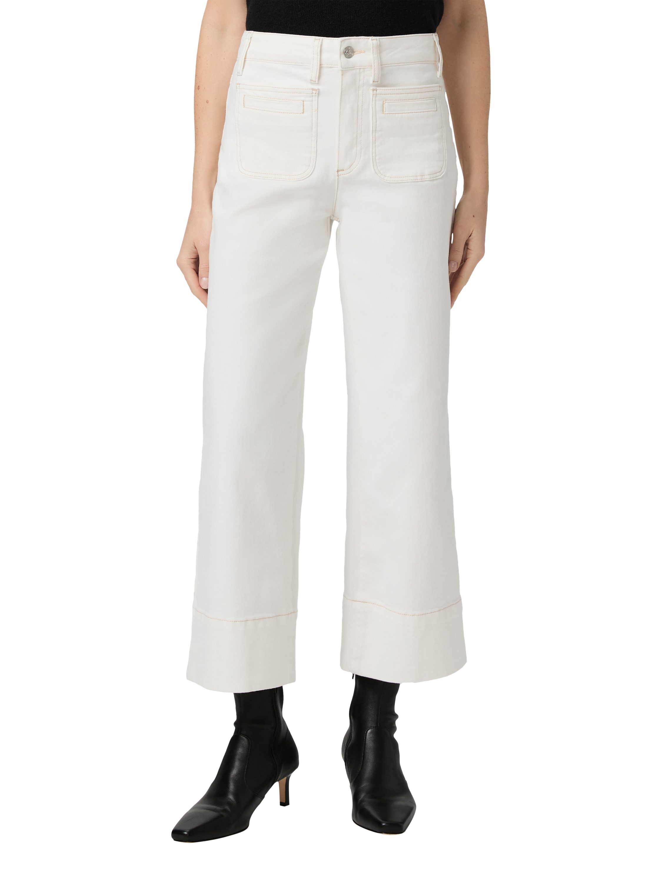 Product image 2 of 4, which shows PAIGE Anessa High Rise Wide Leg Crop Jeans, White, 24