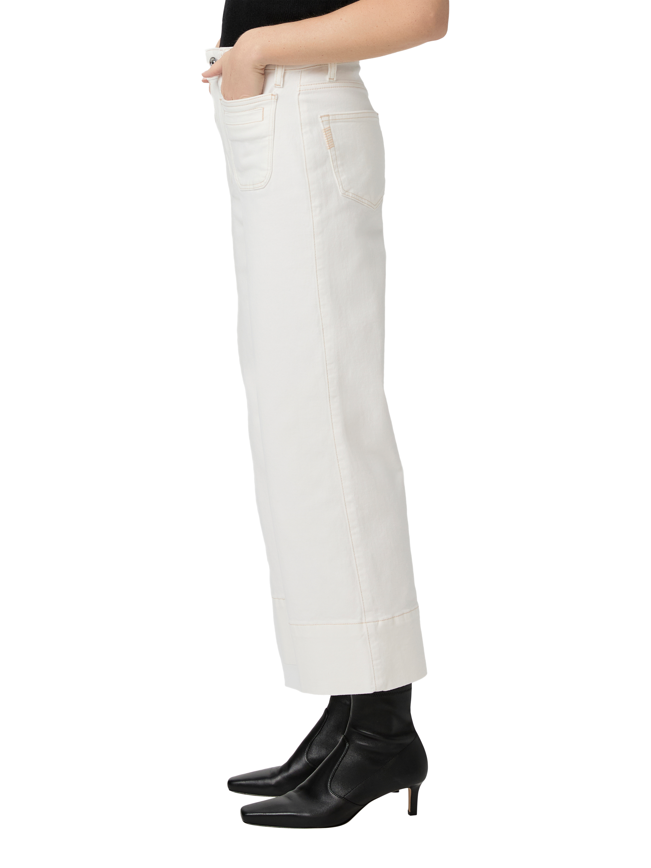 Product image 3 of 4, which shows PAIGE Anessa High Rise Wide Leg Crop Jeans, White, 24