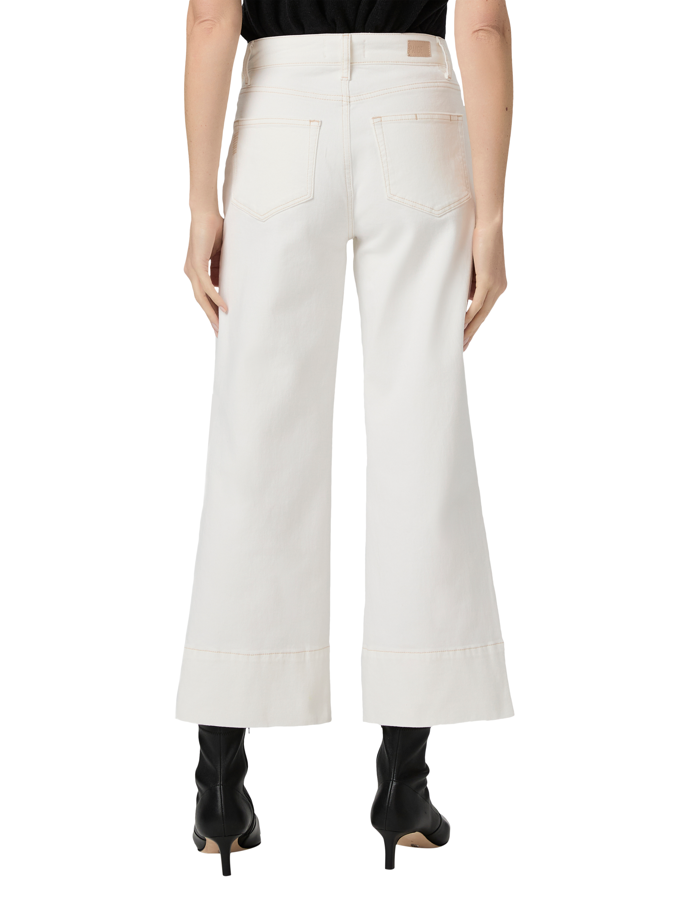 Product image 4 of 4, which shows PAIGE Anessa High Rise Wide Leg Crop Jeans, White, 24