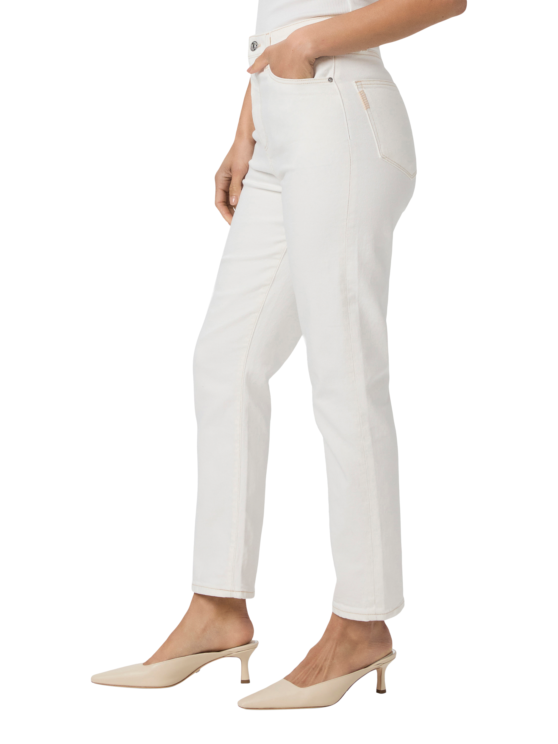 Product image 3 of 5, which shows PAIGE Billy High Rise Straight Leg Crop Jeans, White, 24