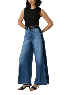 PAIGE Portia High Waist Wide Leg Jeans, Blue/Dark Blue, Blue/Dark Blue