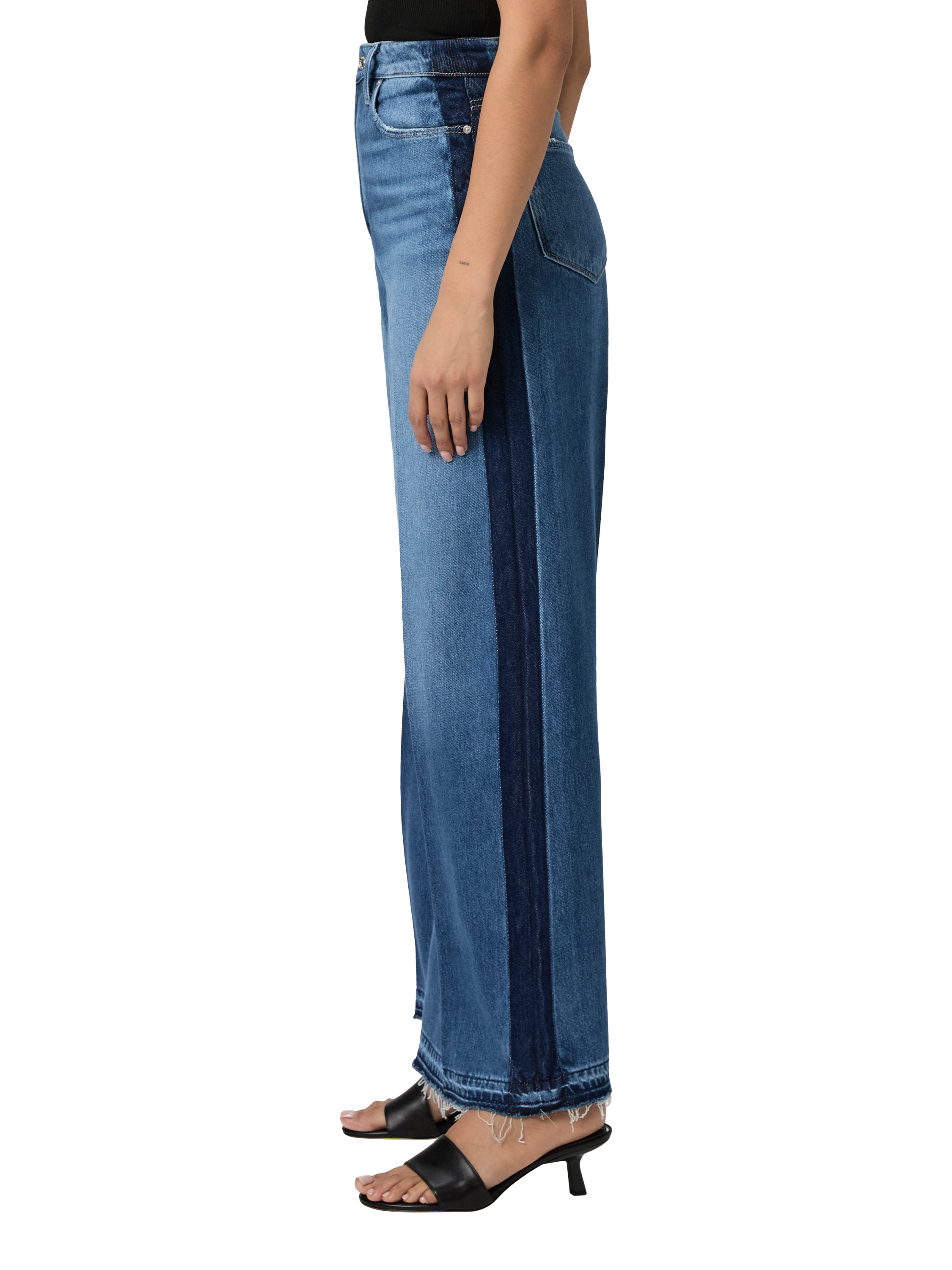 Product image 3 of 4, which shows PAIGE Portia High Waist Wide Leg Jeans, Blue/Dark Blue, 24