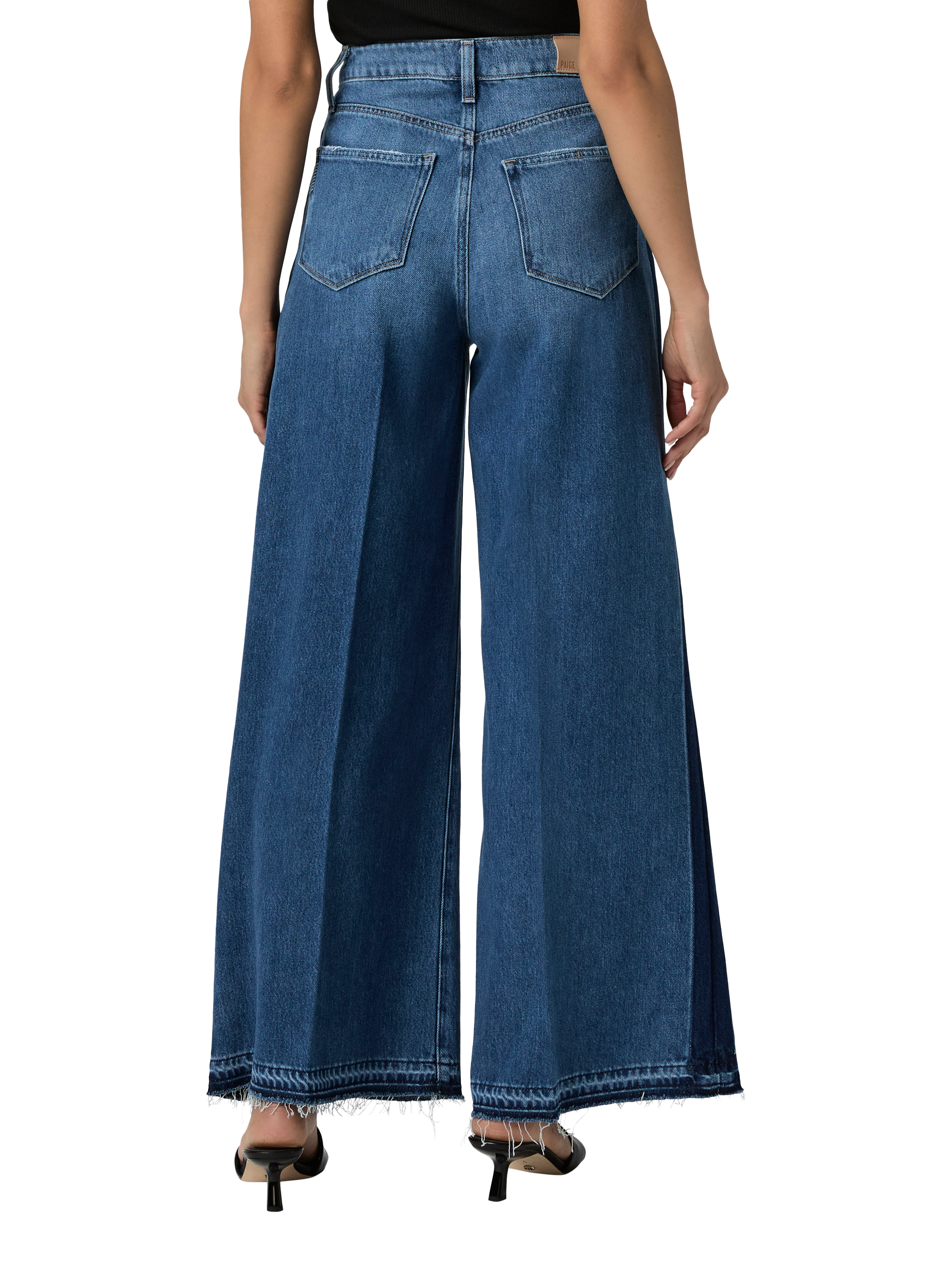 Product image 4 of 4, which shows PAIGE Portia High Waist Wide Leg Jeans, Blue/Dark Blue, 24