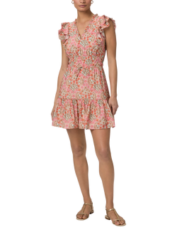 PAIGE Muriel Short Sleeve Floral Print Mini Dress, Multi, Multi