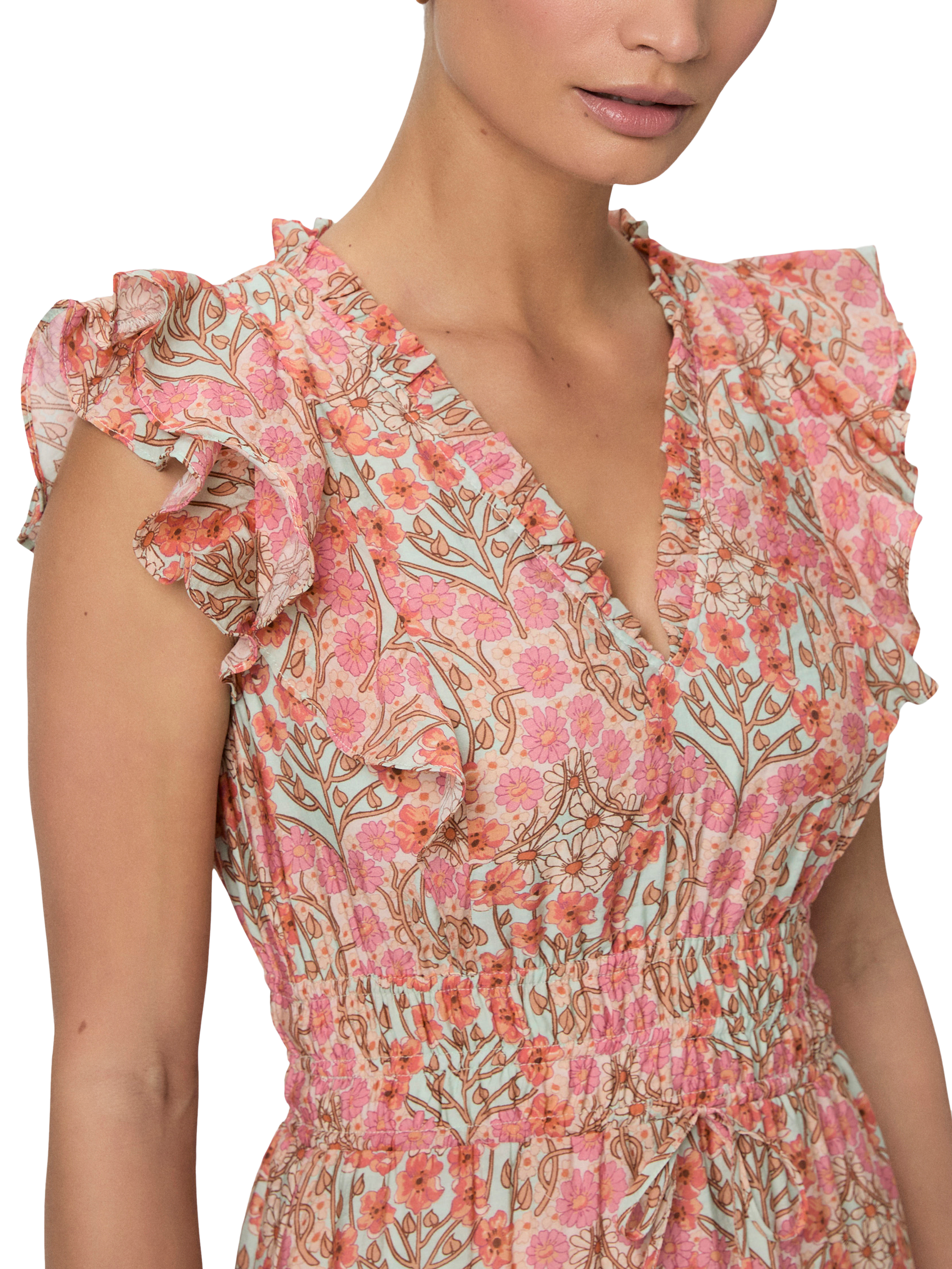 Product image 4 of 4, which shows PAIGE Muriel Short Sleeve Floral Print Mini Dress, Multi, 6
