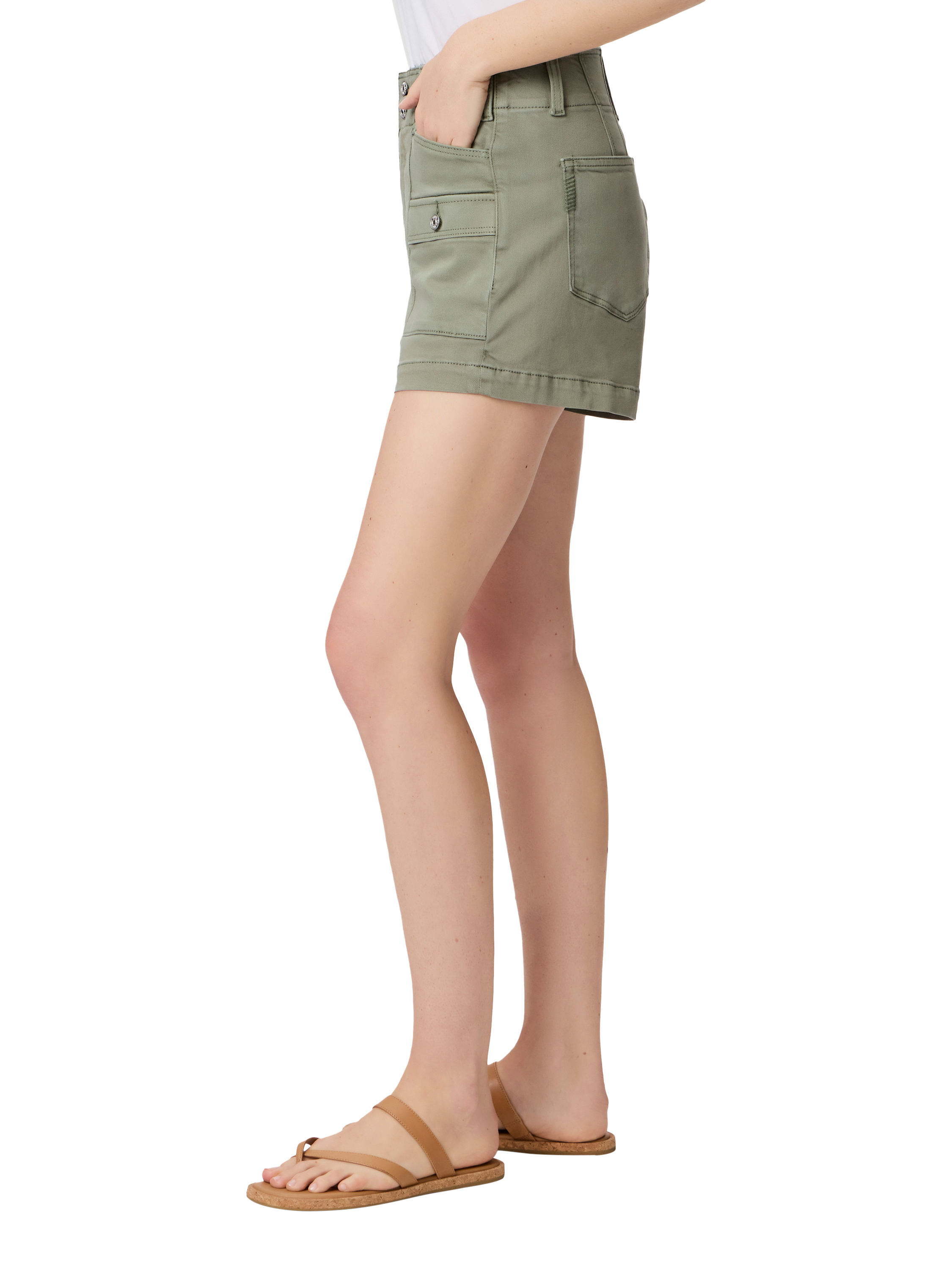 Product image 3 of 4, which shows PAIGE Olivia Cargo Shorts, Khaki, 24