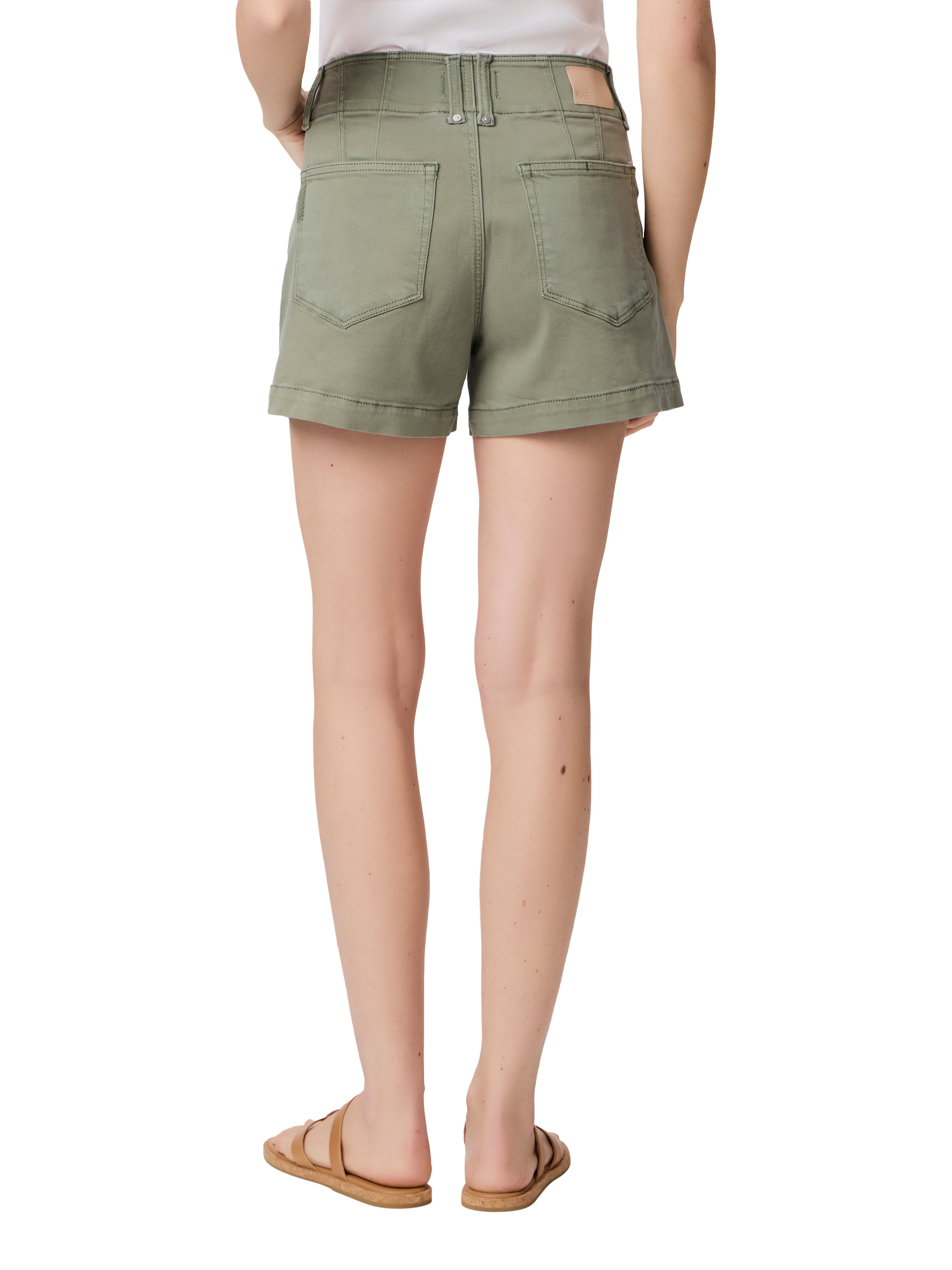Product image 4 of 4, which shows PAIGE Olivia Cargo Shorts, Khaki, 24