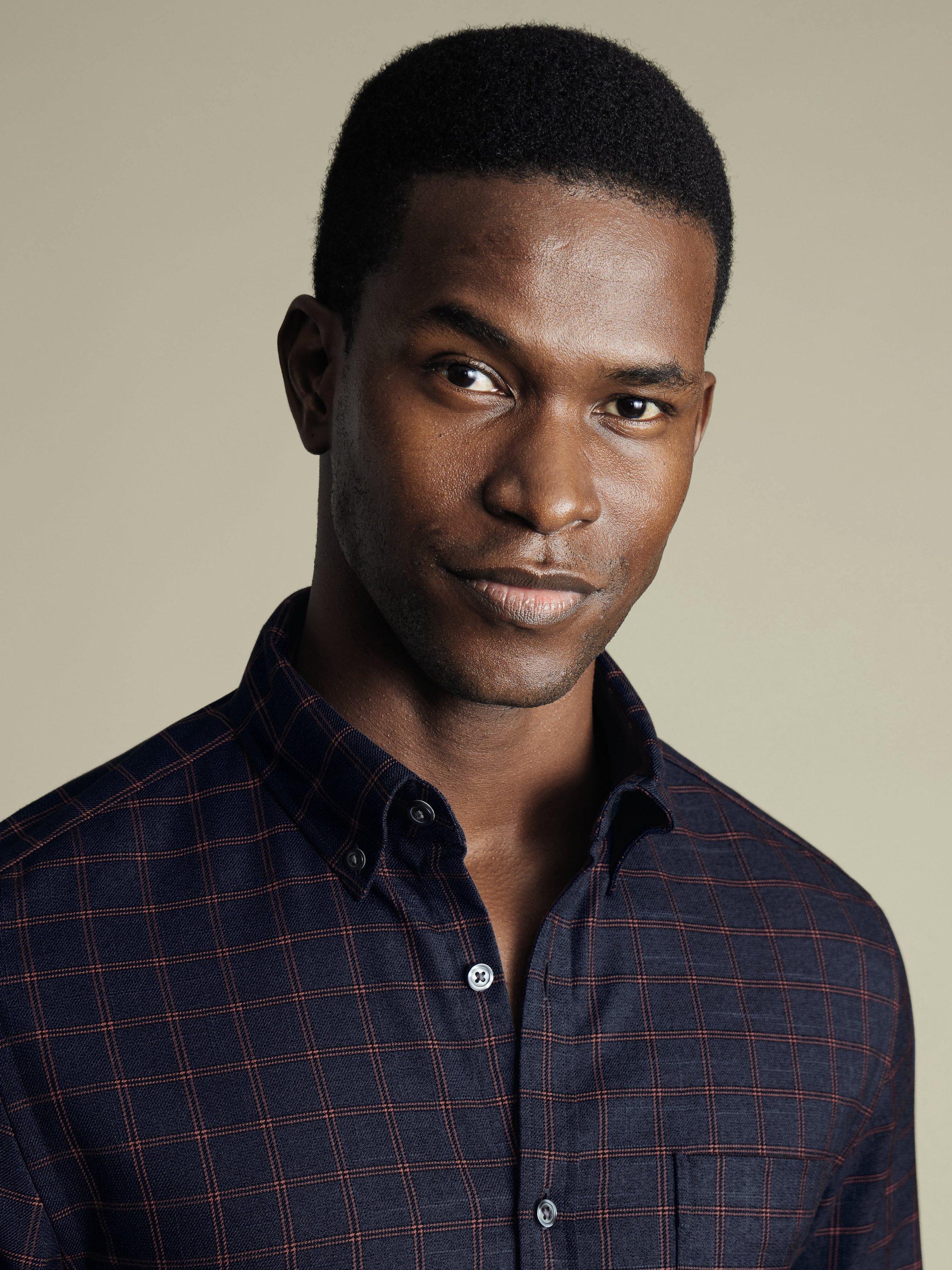 Product image 2 of 6, which shows Charles Tyrwhitt Cotton Extra Slim Fit Check Shirt, Heather Blue, S