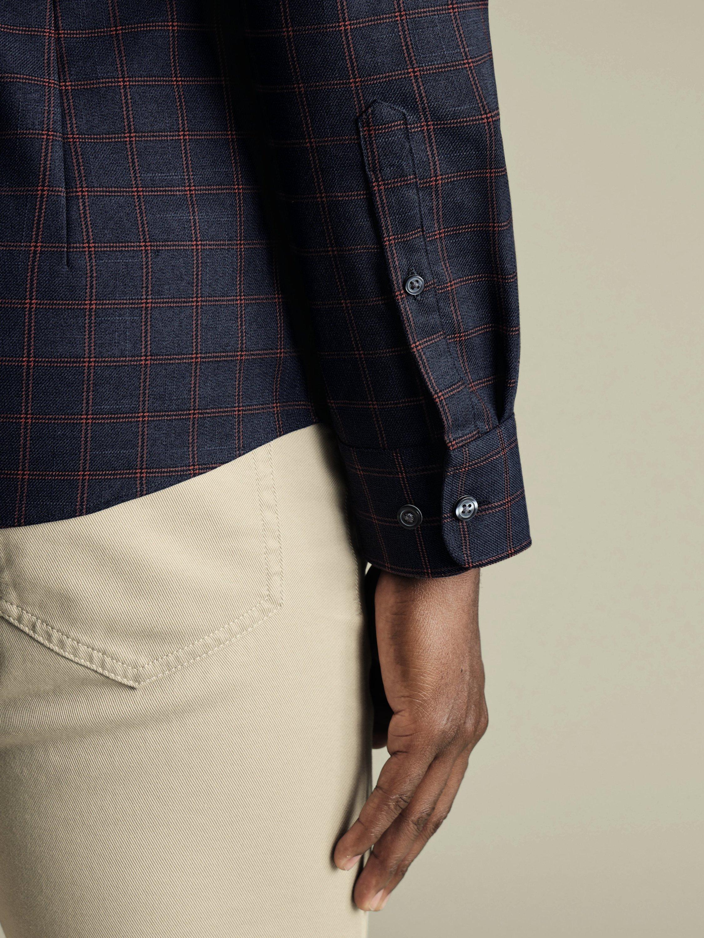 Product image 3 of 6, which shows Charles Tyrwhitt Cotton Extra Slim Fit Check Shirt, Heather Blue, S