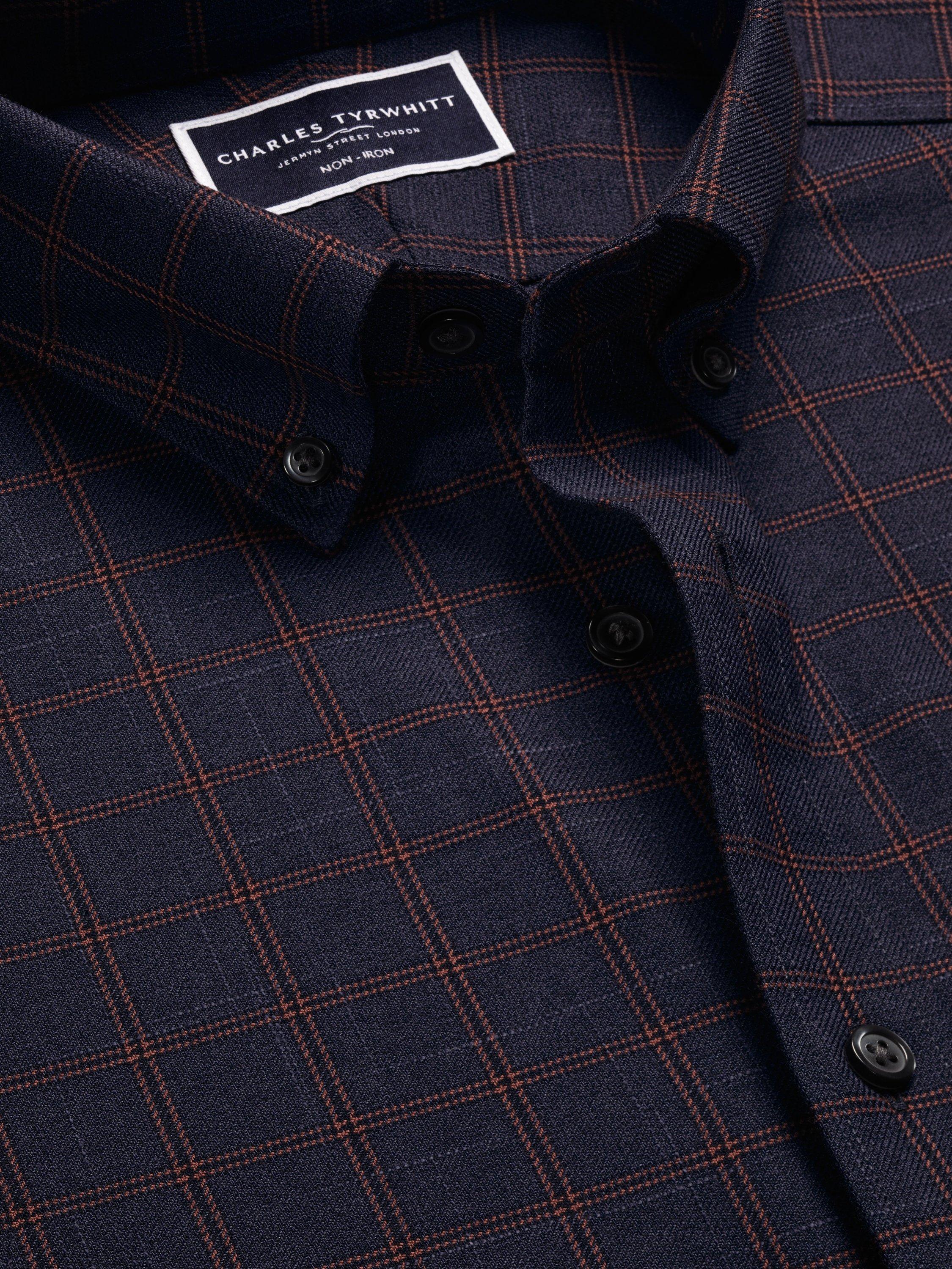 Product image 4 of 6, which shows Charles Tyrwhitt Cotton Extra Slim Fit Check Shirt, Heather Blue, S