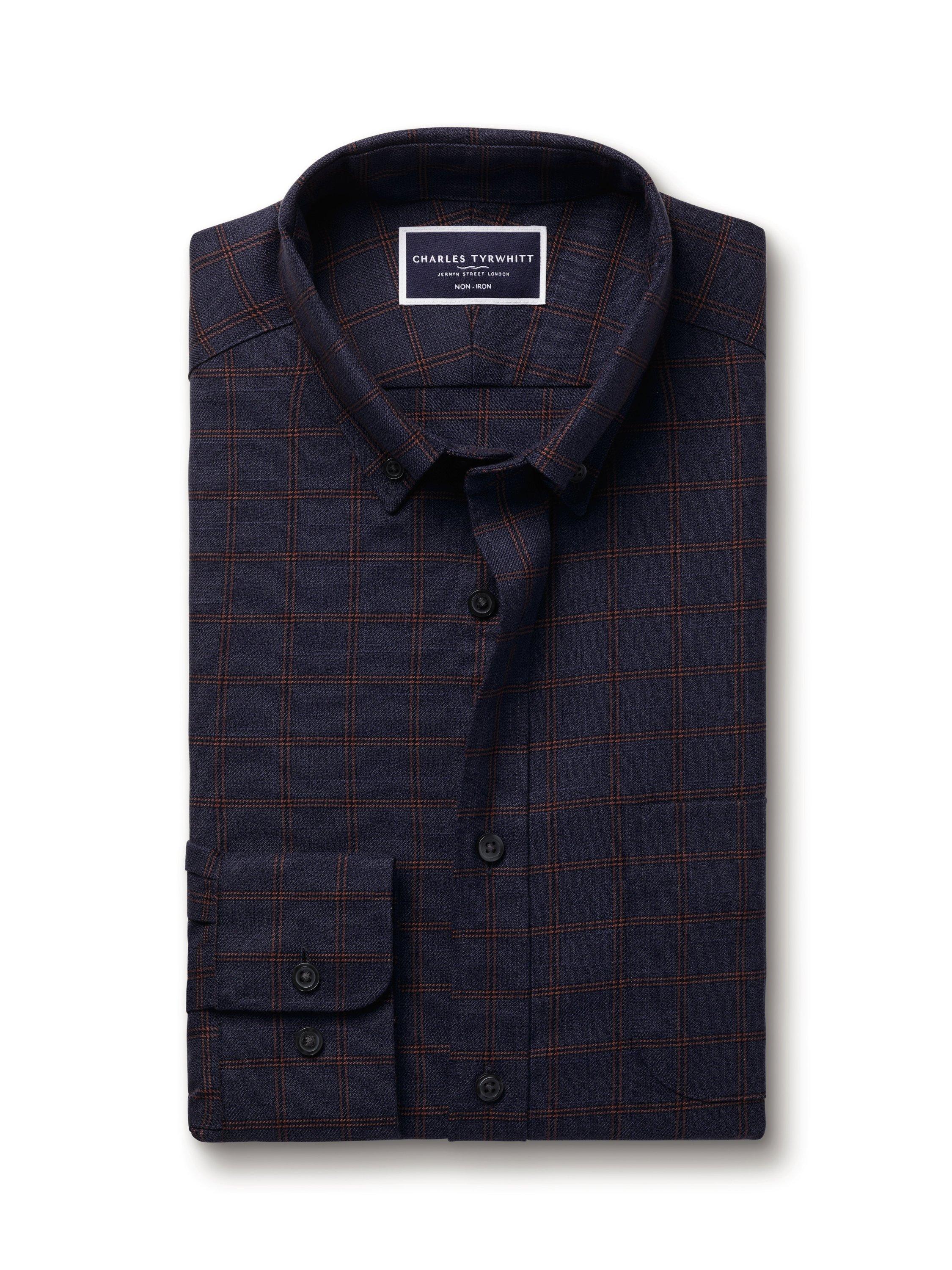Product image 5 of 6, which shows Charles Tyrwhitt Cotton Extra Slim Fit Check Shirt, Heather Blue, S