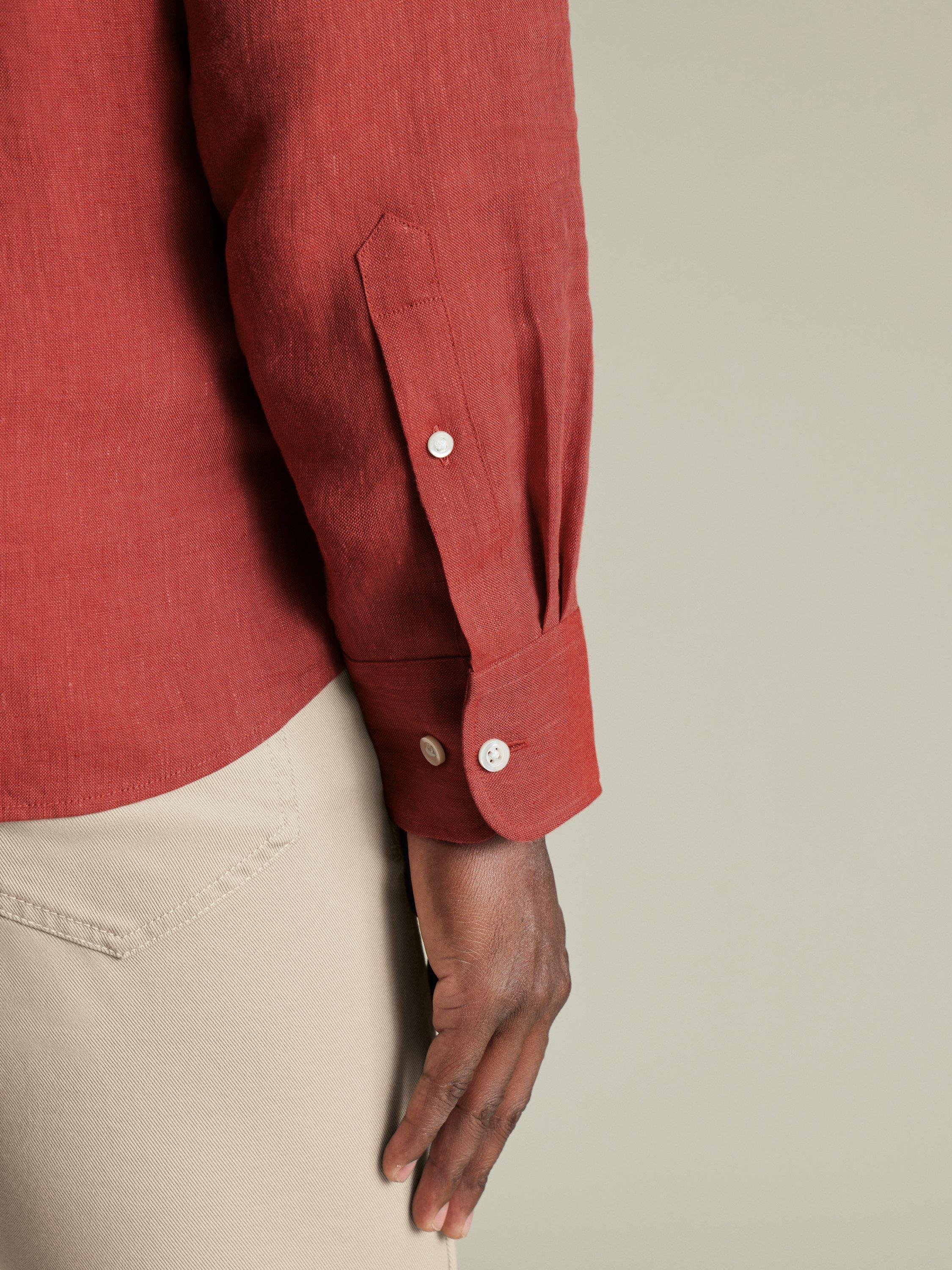 Product image 3 of 6, which shows Charles Tyrwhitt Linen Slim Fit Shirt, Rust, S