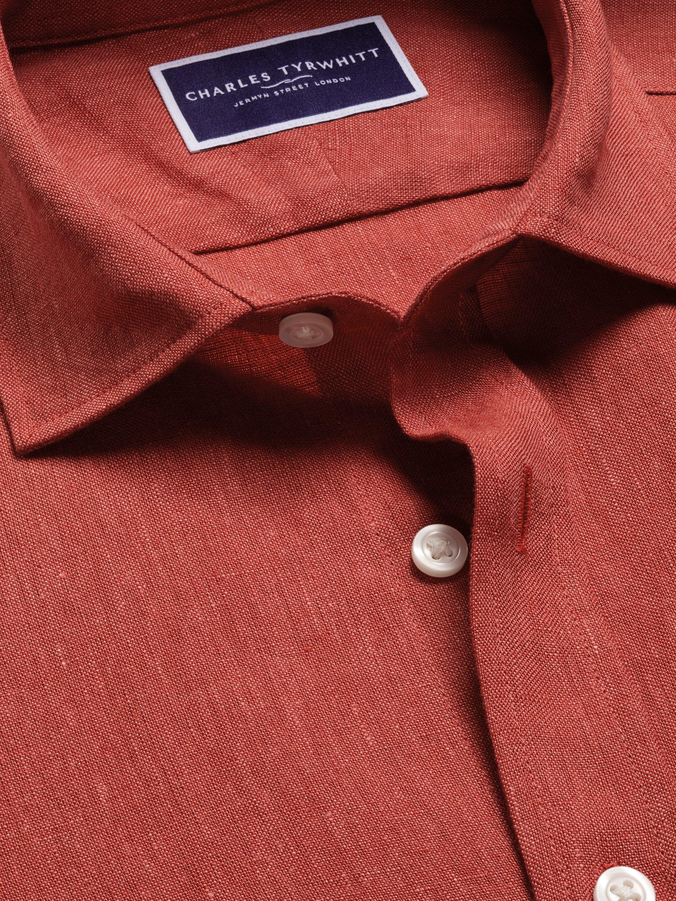 Product image 4 of 6, which shows Charles Tyrwhitt Linen Slim Fit Shirt, Rust, S
