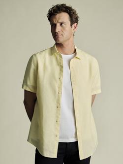 Charles Tyrwhitt Linen Slim Fit Short Sleeve Shirt, Lemon, Lemon