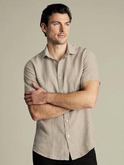 Charles Tyrwhitt Linen Slim Fit Short Sleeve Shirt, Oatmeal