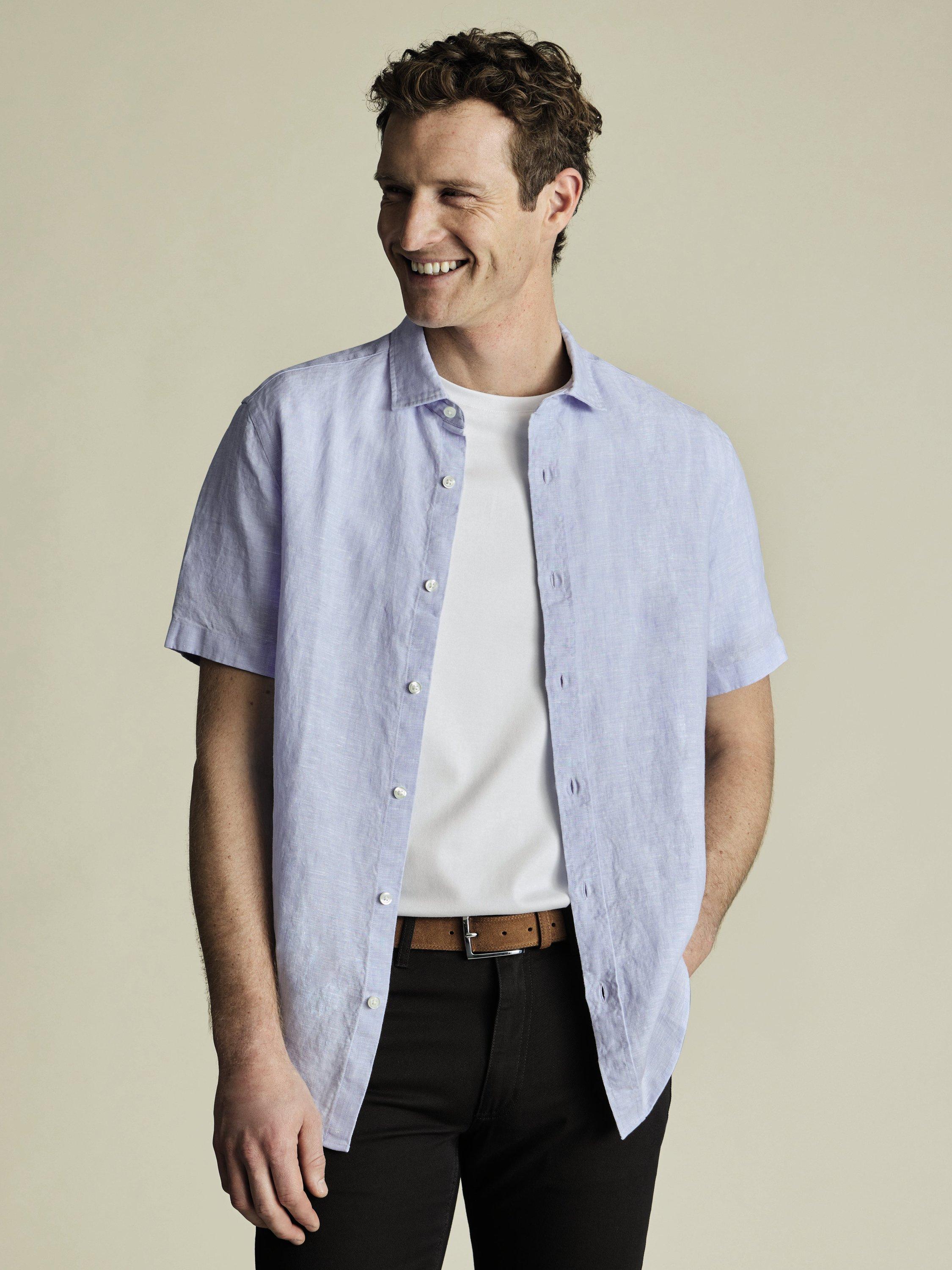 Charles Tyrwhitt Linen Slim Fit Short Sleeve Shirt