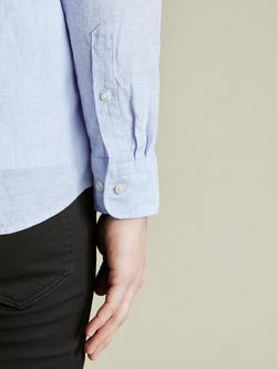 Charles Tyrwhitt Linen Slim Fit Button-Down Collar Shirt - view 2, Sky Blue