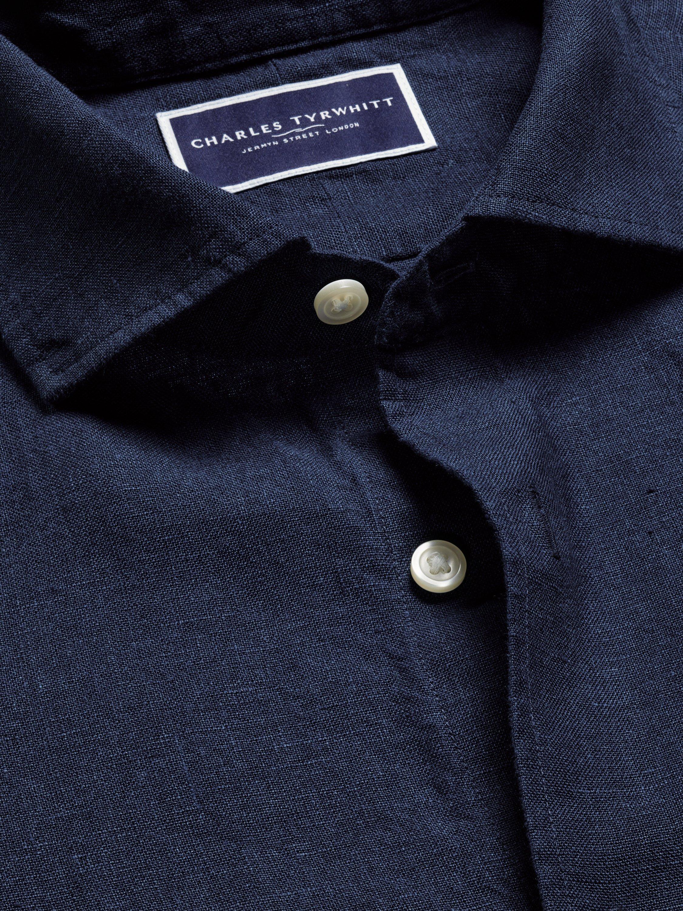 Product image 4 of 6, which shows Charles Tyrwhitt Linen Slim Fit Shirt, Navy, S