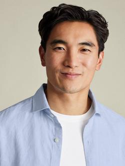 Charles Tyrwhitt Linen Slim Fit Shirt, Sky Blue - view 2, Sky Blue