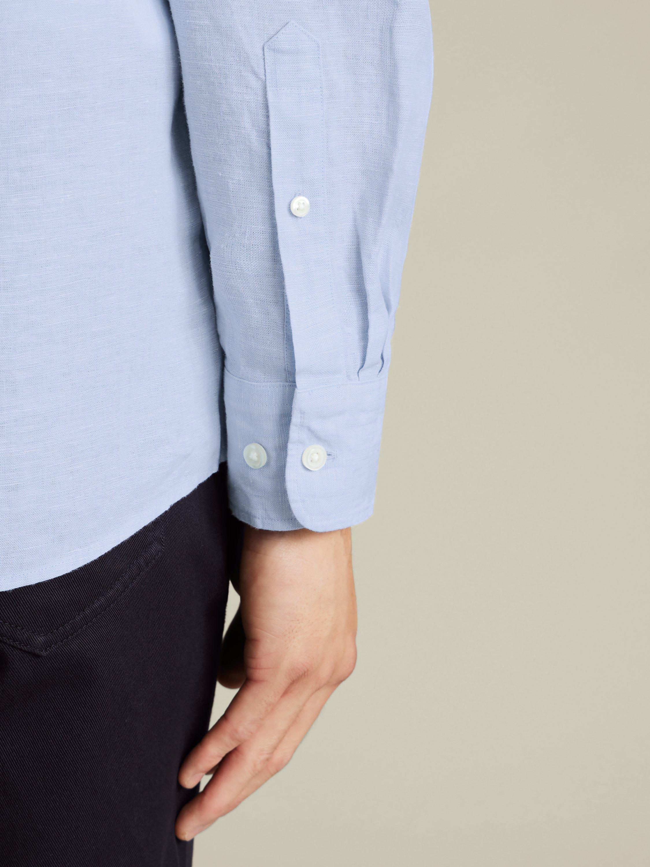 Product image 3 of 6, which shows Charles Tyrwhitt Linen Slim Fit Shirt, Sky Blue, S