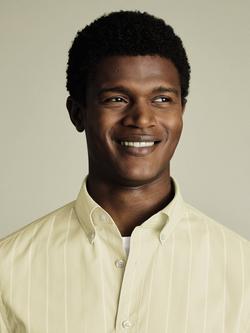 Charles Tyrwhitt Cotton Stripe Slim Fit Button-Down Collar Short Sleeve Shirt - view 2, Oatmeal