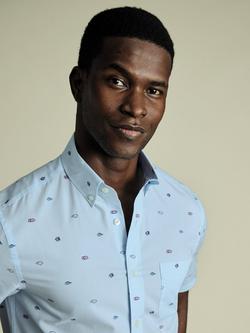 Charles Tyrwhitt Cotton Fish Print Slim Fit Button-Down Collar Shirt, Sky Blue - view 2, Sky Blue