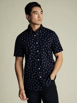 Charles Tyrwhitt Cotton Shell Print Slim Fit Button-Down Collar, Ink Blue, Ink Blue