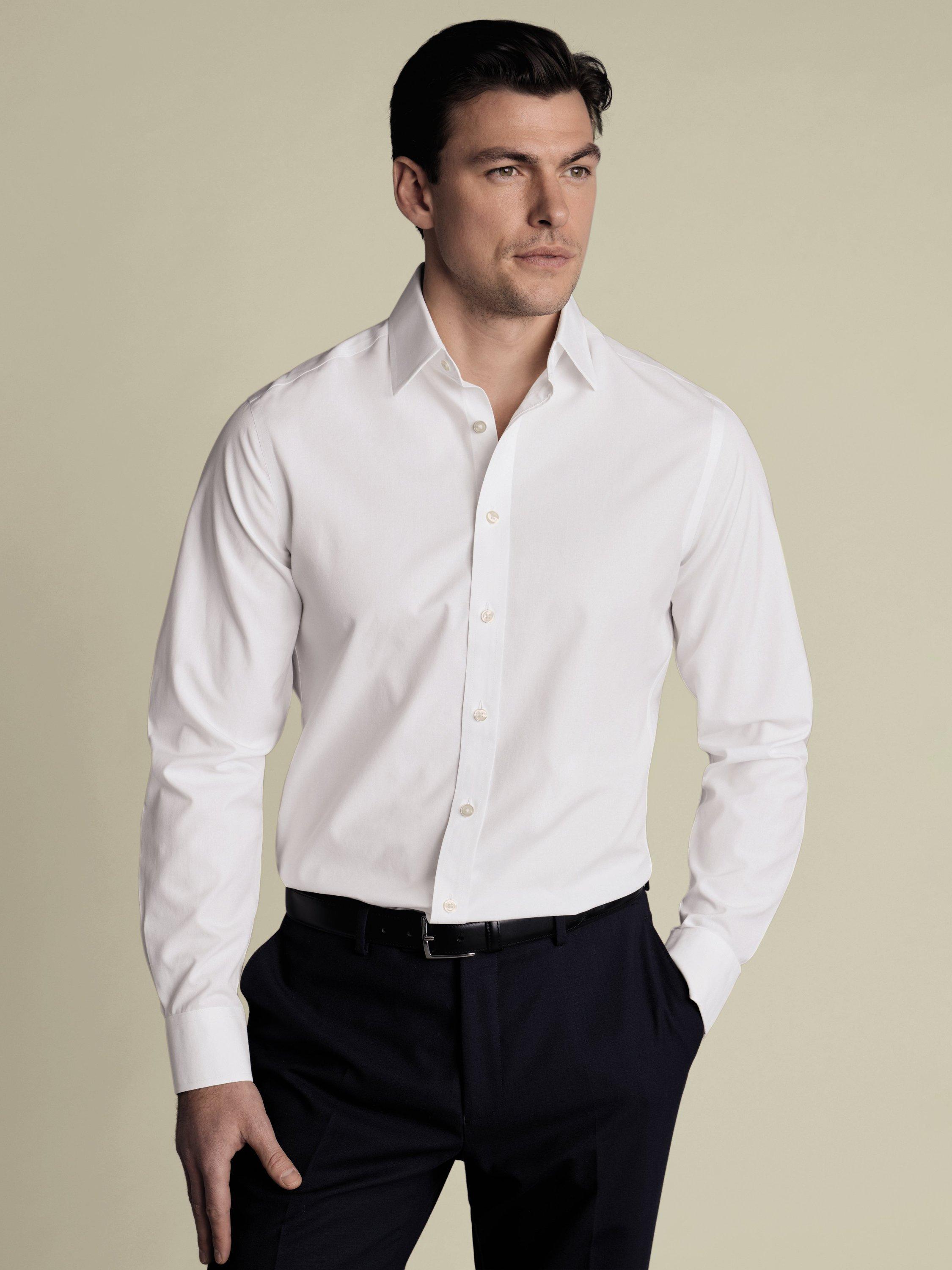 Product image 1 of 6, which shows Charles Tyrwhitt Cotton Super Slim Fit Poplin Weave Shirt, White, 14.5/33