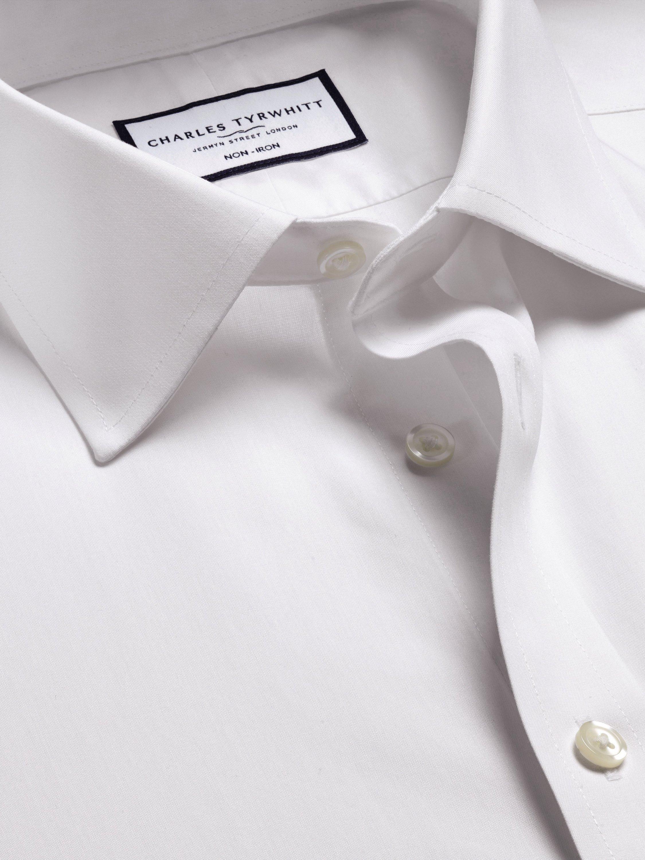 Product image 4 of 6, which shows Charles Tyrwhitt Cotton Super Slim Fit Poplin Weave Shirt, White, 14.5/33