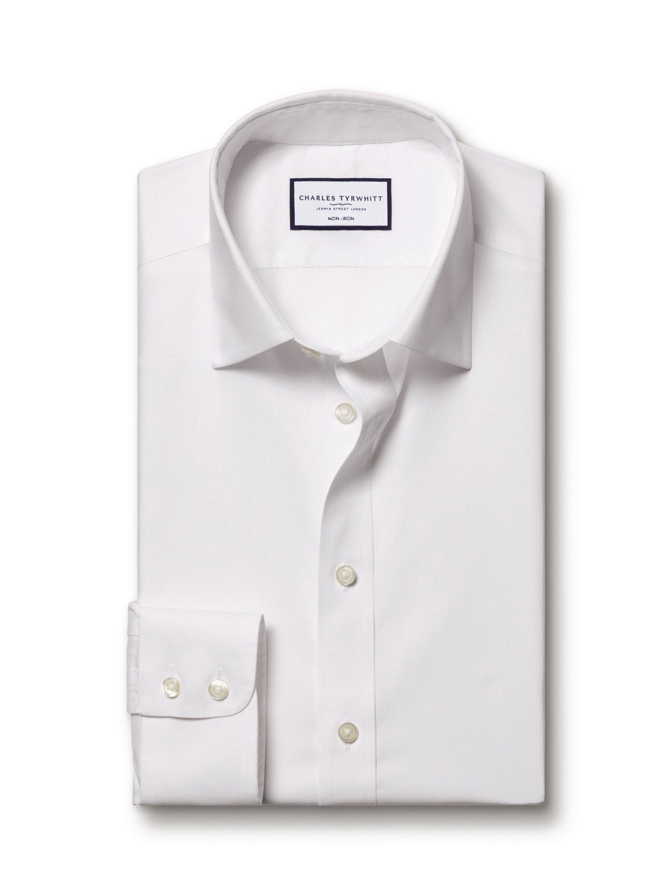 Product image 5 of 6, which shows Charles Tyrwhitt Cotton Super Slim Fit Poplin Weave Shirt, White, 14.5/33