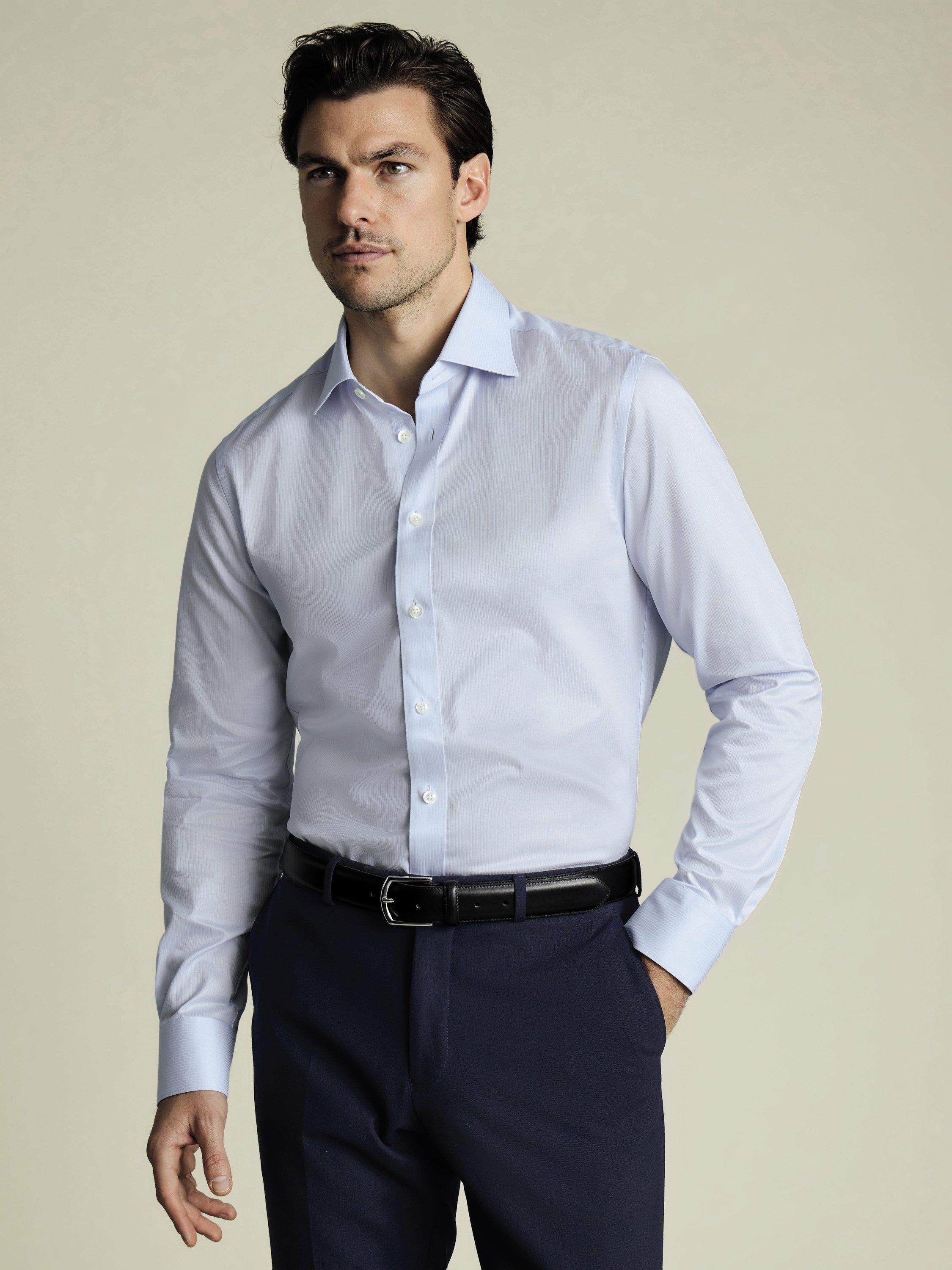 Product image 1 of 6, which shows Charles Tyrwhitt Egyptian Cotton Shirt, Ice Blue, 14.5/33