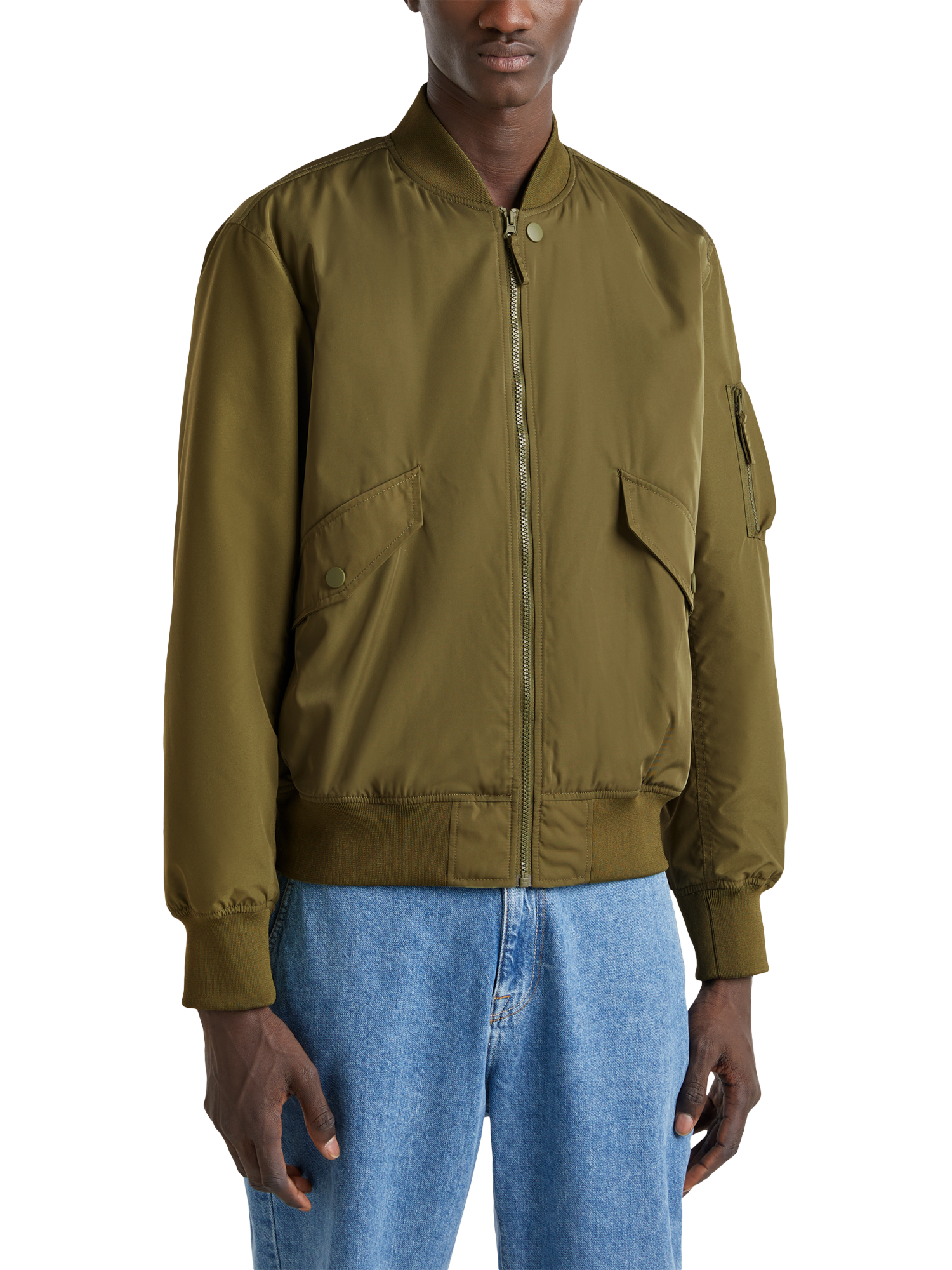 Product image 1 of 5, which shows Benetton Bomber Jacket, Dark Military Green, XL