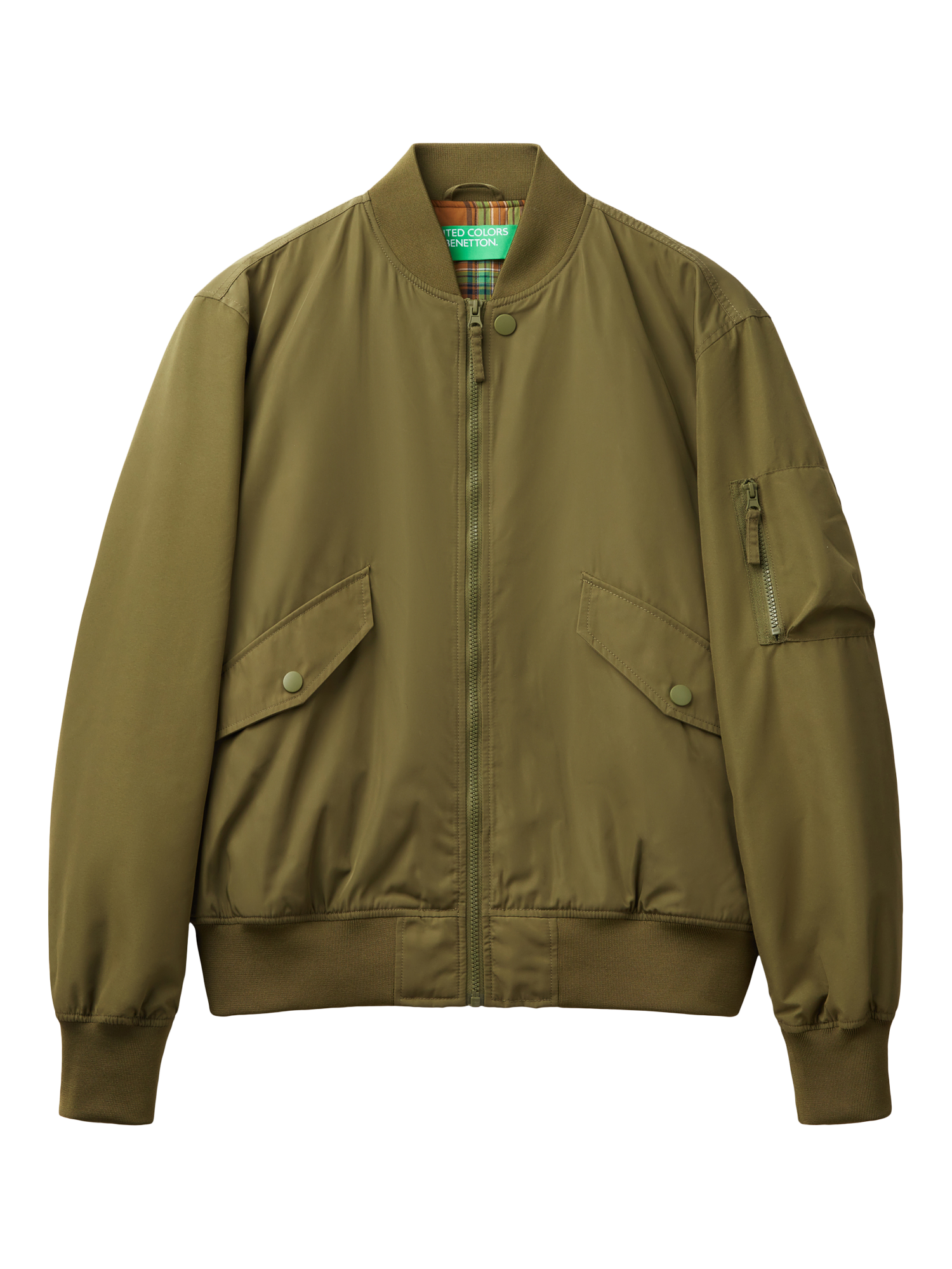 Product image 4 of 5, which shows Benetton Bomber Jacket, Dark Military Green, XL
