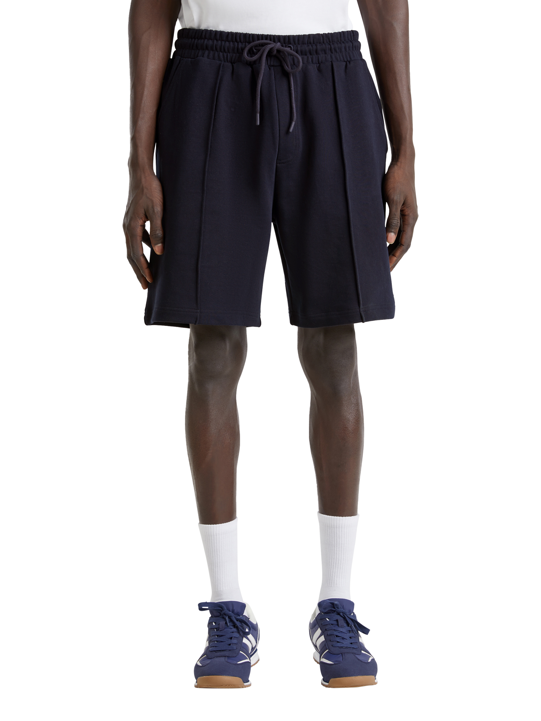 Product image 1 of 3, which shows Benetton Organic Cotton Fleece Shorts, Night Blue, S