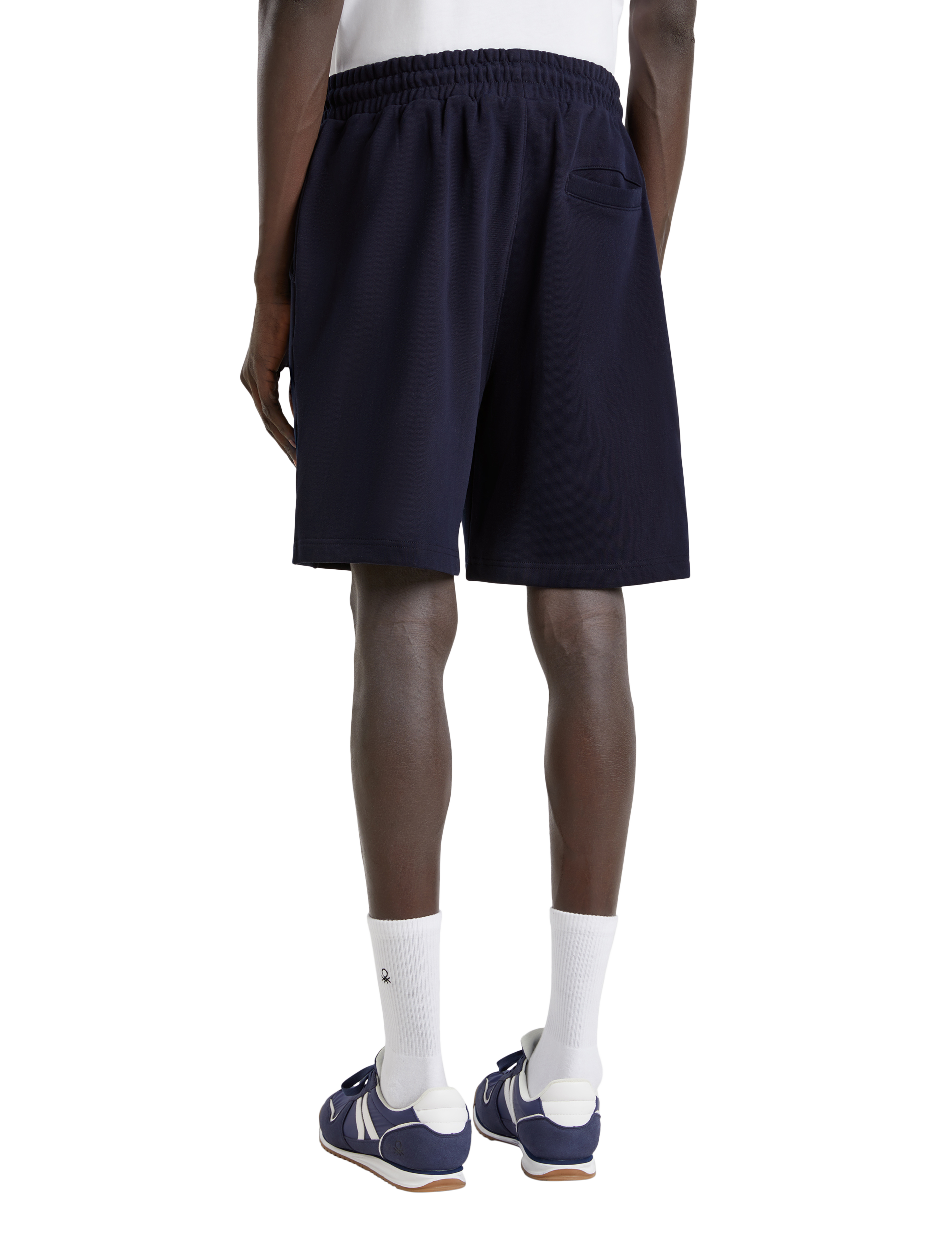 Product image 2 of 3, which shows Benetton Organic Cotton Fleece Shorts, Night Blue, S