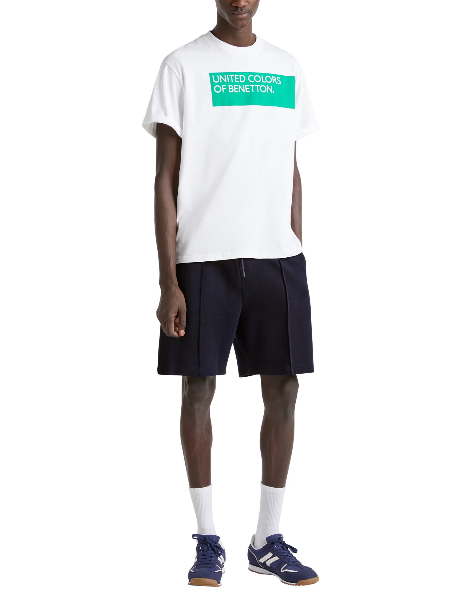 Product image 3 of 3, which shows Benetton Organic Cotton Fleece Shorts, Night Blue, S