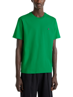 Benetton Cotton Regular Fit Short Sleeve Logo T-Shirt, Intense Green