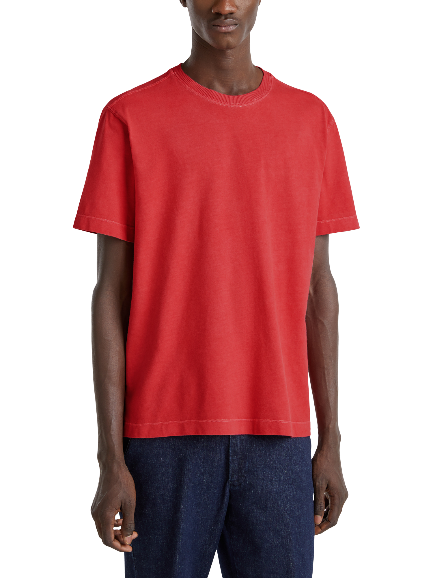 Product image 1 of 4, which shows Benetton Cotton Regular Fit Short Sleeve T-Shirt, Brick Red, S