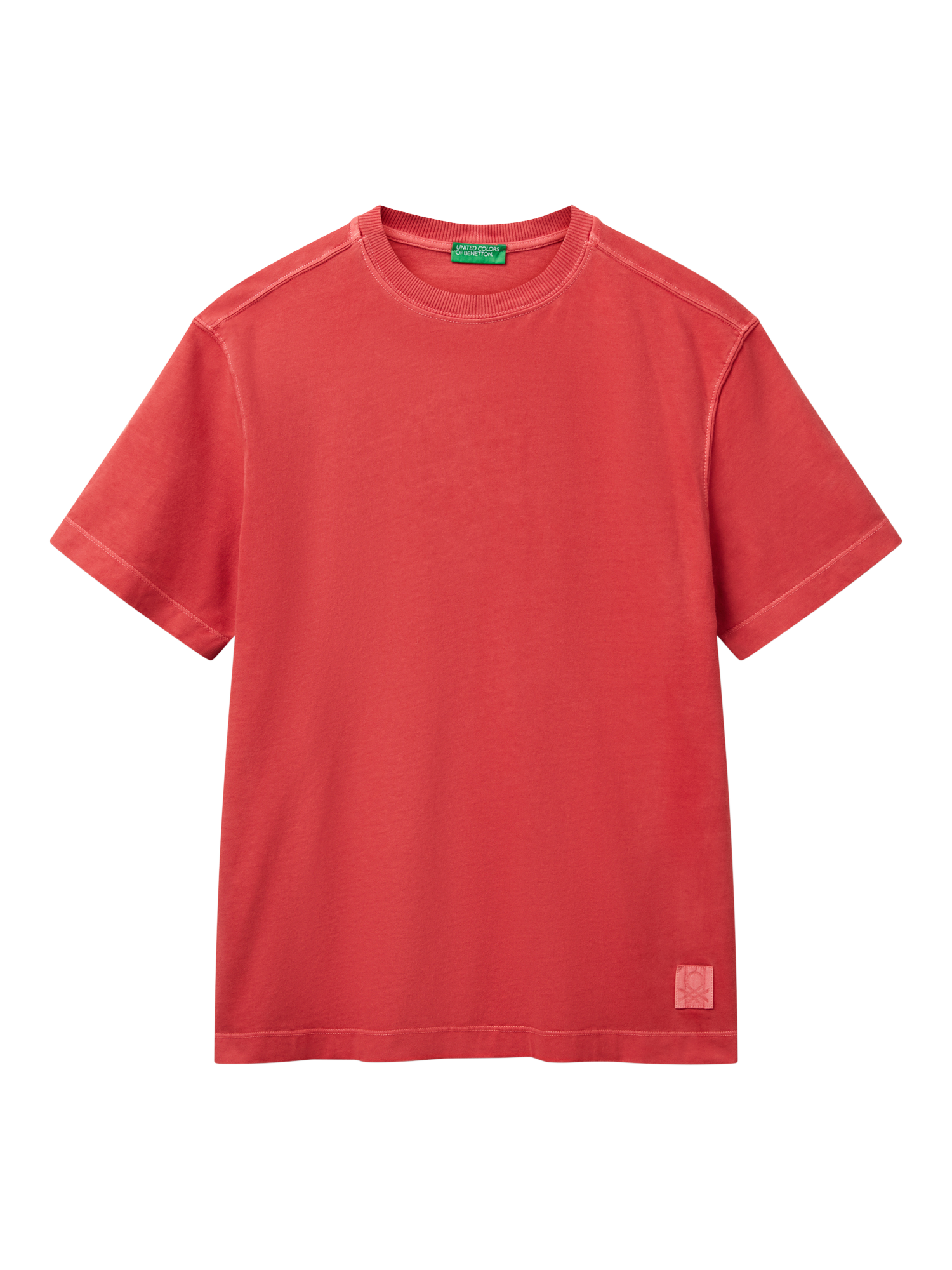 Product image 3 of 4, which shows Benetton Cotton Regular Fit Short Sleeve T-Shirt, Brick Red, S
